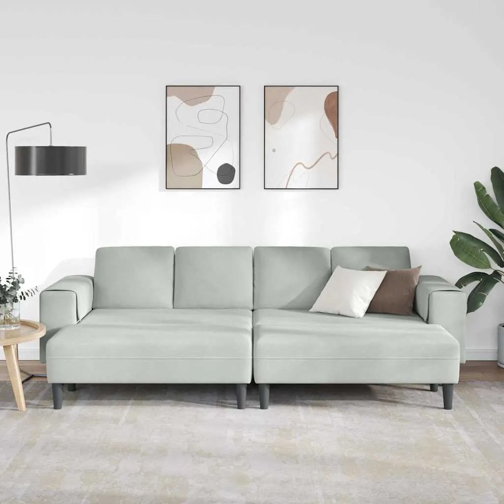 vidaXL Σετ Καναπέ 3 pcs Ανοιχτό γκρι Βελούδο