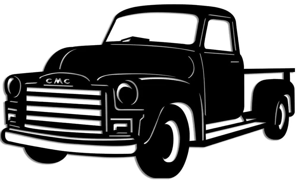 Διακοσμητικό Τοίχου GMC 3100 Pickup Truck 891TNL3441 60x35cm Black Wallity Μέταλλο