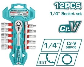 TOTAL THT14114126 Σετ καστάνια 1/4'' με καρυδάκια 12 τεμάχια