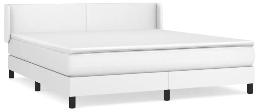 Κρεβάτι Boxspring με Στρώμα Λευκό 160x200εκ.από Συνθετικό Δέρμα - Λευκό