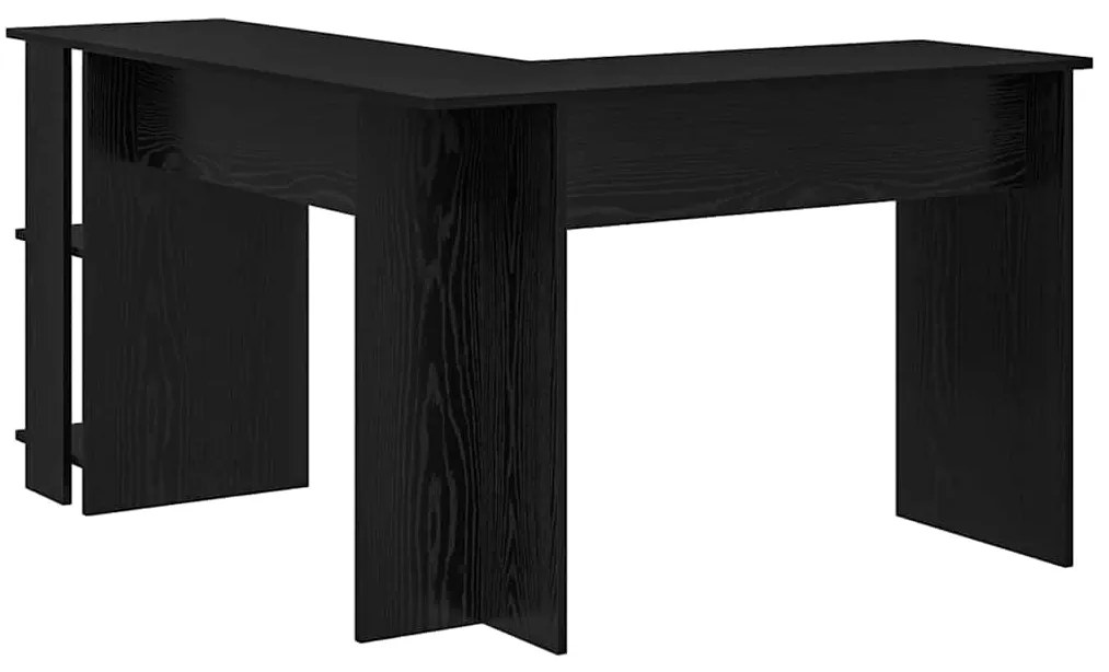 vidaXL Γωνιακό γραφείο με ράφι Μαύρη Οξυά 140 x 113,5 x 75 εκ.