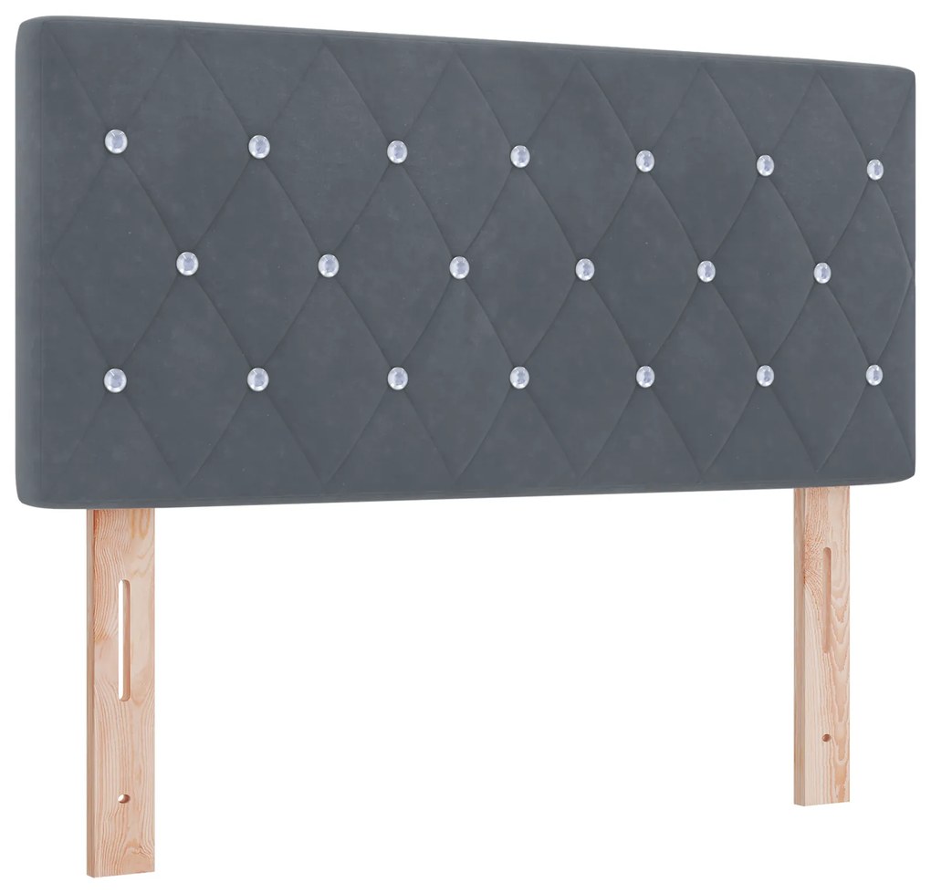 vidaXL κρεβάτι box spring με στρώμα και LED σκούρο γκρι 100x200 εκ. βελούδο