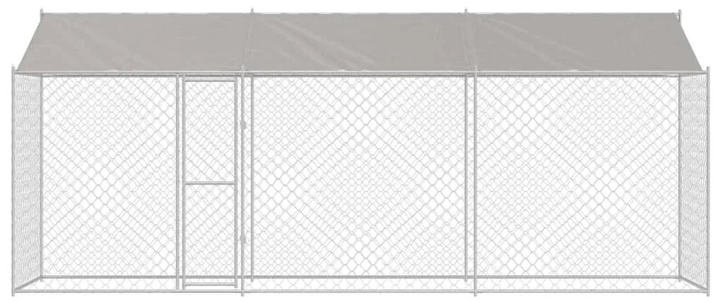 vidaXL Κλουβί σκύλου Ασημί 600 x 200 x 256 εκ. Επικαλυμμένος Χάλυβας