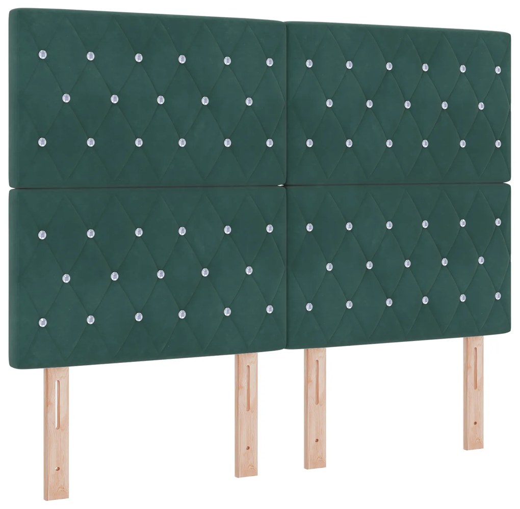 vidaXL κρεβάτι box spring με στρώμα σκούρο πράσινο 140x190 εκ. βελούδο