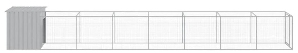 vidaXL Σπιτάκι Σκύλου με Αυλή Αν. Γκρι 110x813x110 εκ. Γαλβαν. Χάλυβας