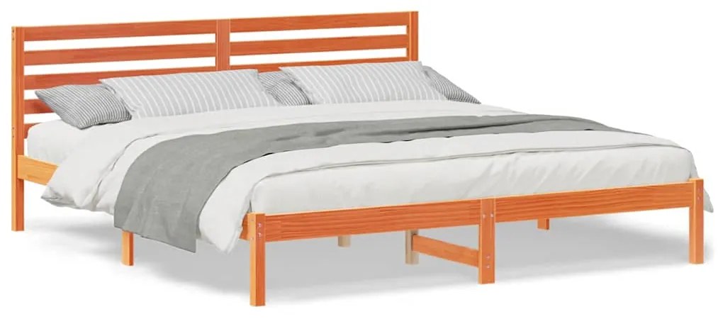 vidaXL Σκελετός Κρεβατιού με κεφαλάρι Κερωτό καφέ 180 x 200 cm