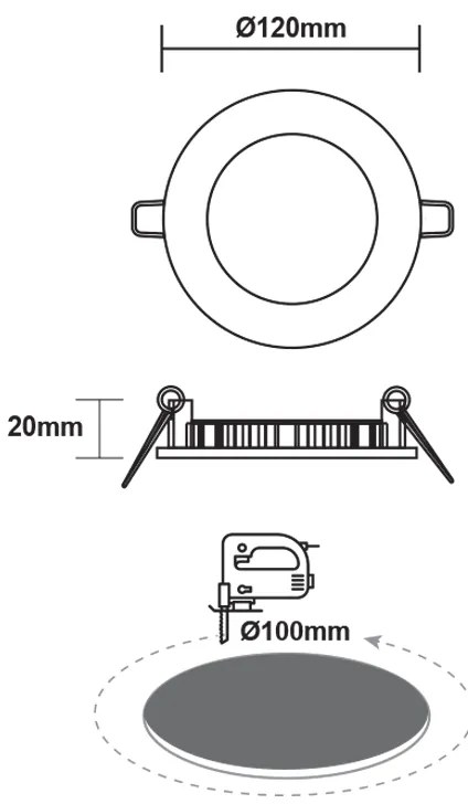 ΛΕΥΚΟ ΣΤΡΟΓΓΥΛΟ LED ΠΑΝΕΛ ΧΩΝΕΥΤΟ 6W 4000K 470Lm Φ119mm 230V AC Ra80 - PENU640RW