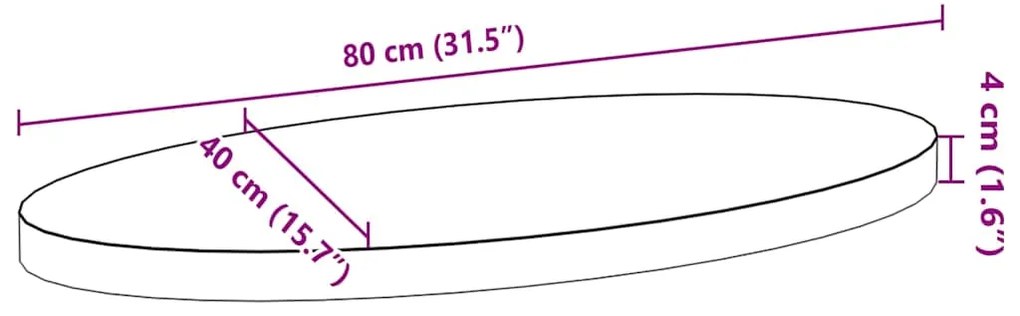 Επιτραπέζια επιφάνεια Σκούρο Καφέ 80x40x4 εκ. Ξύλο Δρυός Οβάλ - Καφέ