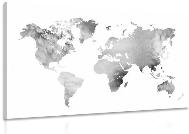 Εικόνα του παγκόσμιου χάρτη σε ασπρόμαυρη ακουαρέλα - 60x40