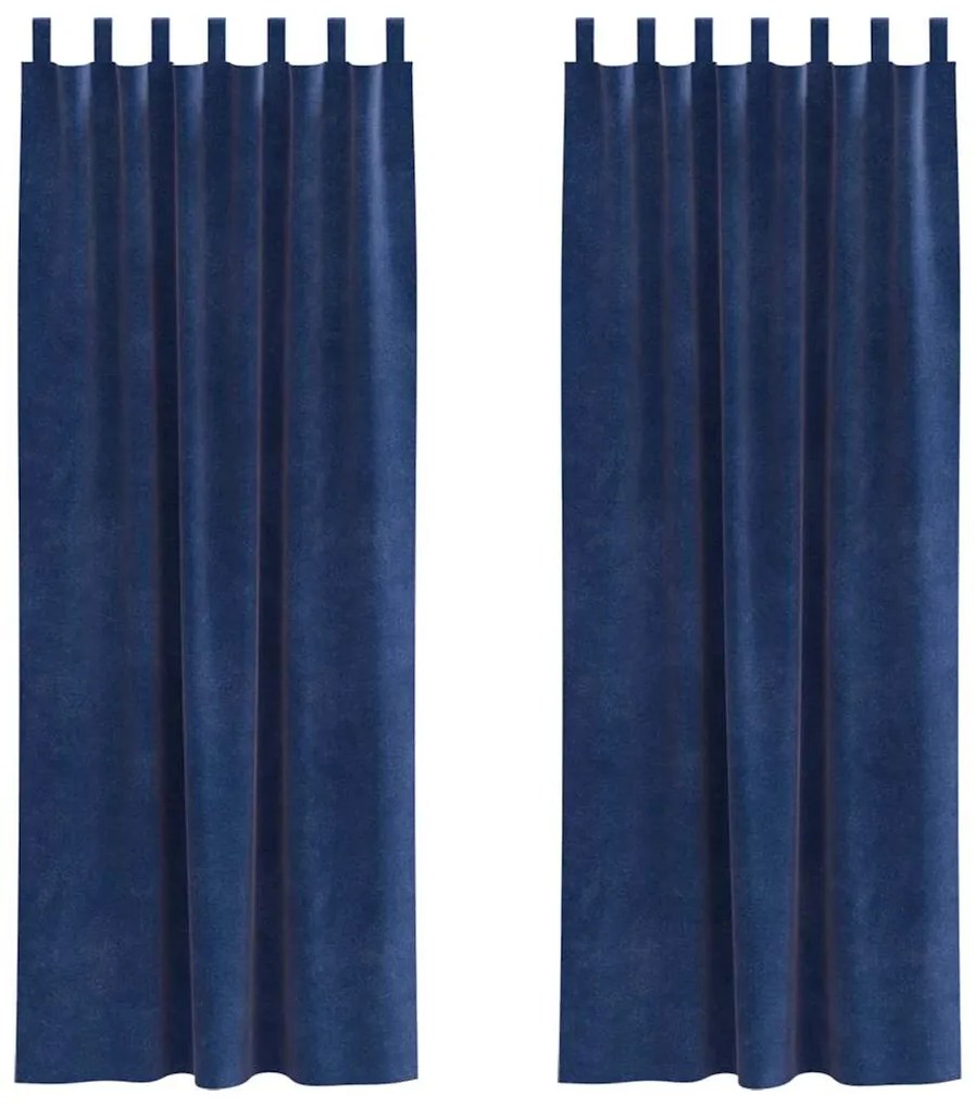 vidaXL Κουρτίνες με κουρτίνες 2 pcs Σκούρο Μπλε 140 x 225 cm Βελούδο