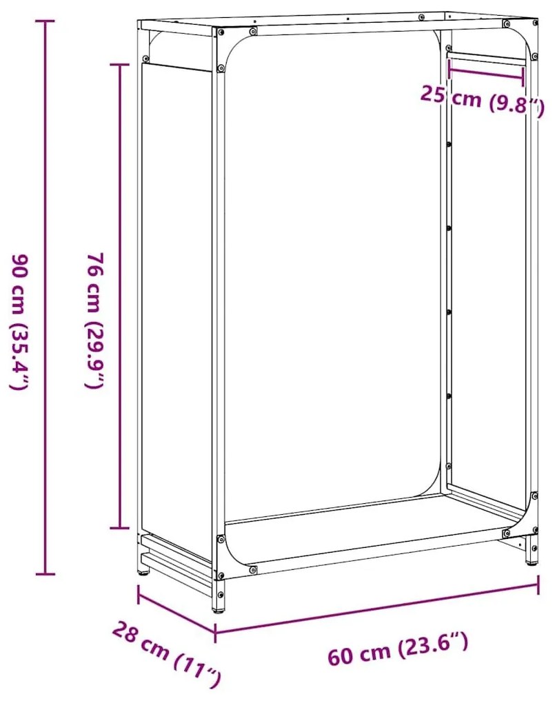 Ράφι για καυσόξυλα Λευκό 60x28x90 cm Ατσάλι ψυχρής έλασης - Λευκό