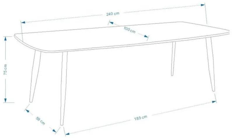 Τραπέζι Dallas 131, Μαύρο, Άσπρο, 75x100x240cm, Ινοσανίδες μέσης πυκνότητας, Μέταλλο | Epipla1.gr