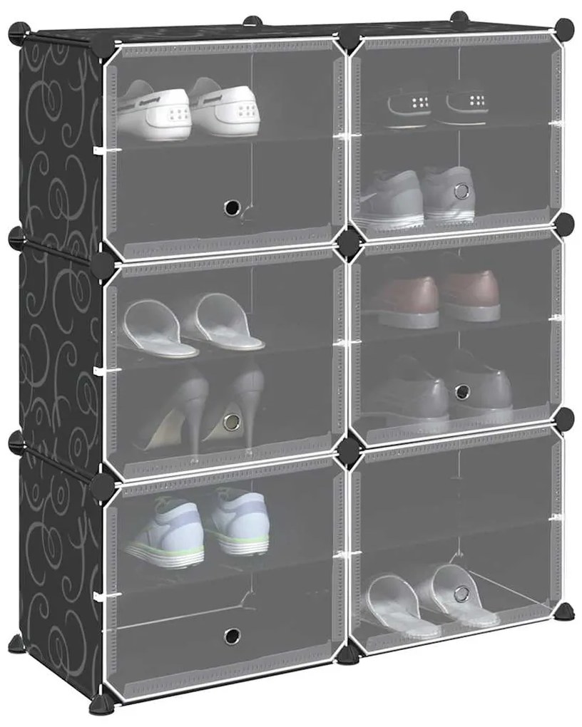 vidaXL Κύβοι Αποθ. &amp; Οργάνωσης με Πόρτες 6 τεμ. Μαύροι Πολυπρ/λένιο