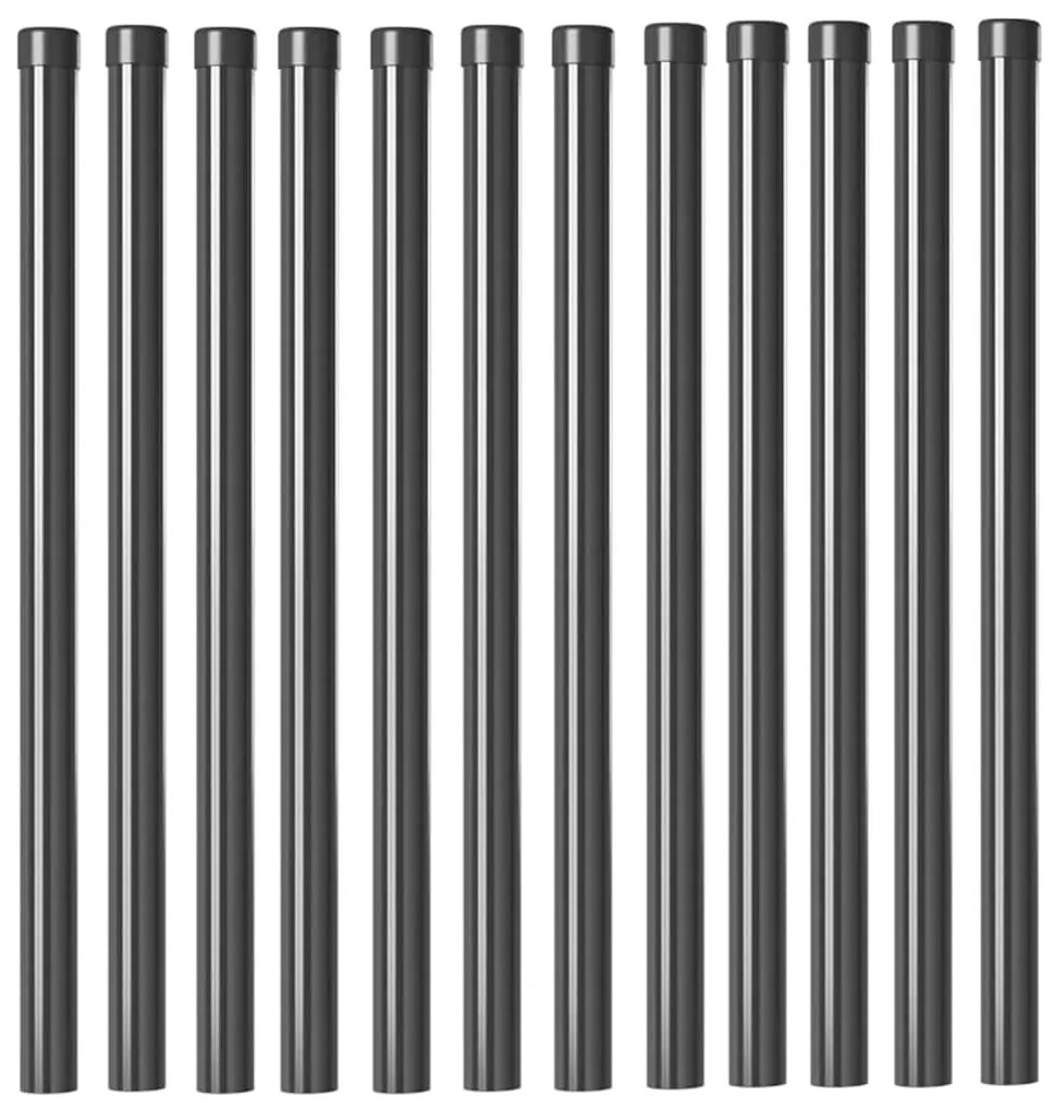 vidaXL Πό posts φράχτη 12 pcs Γκρι 70 cm Ατσάλι με Επικάλυψη Πούδρας