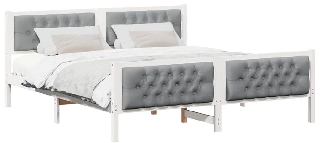 vidaXL Σκελετός Κρεβατιού με κεφαλάρι Ανοιχτό γκρι 160 x 200 cm