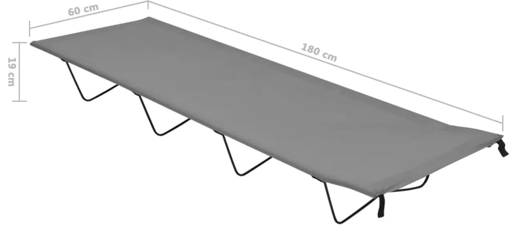 vidaXL Κρεβάτια Κάμπινγκ 2 τεμ. Γκρι 180x60x19εκ. Ύφασ. Oxford/Ατσάλι
