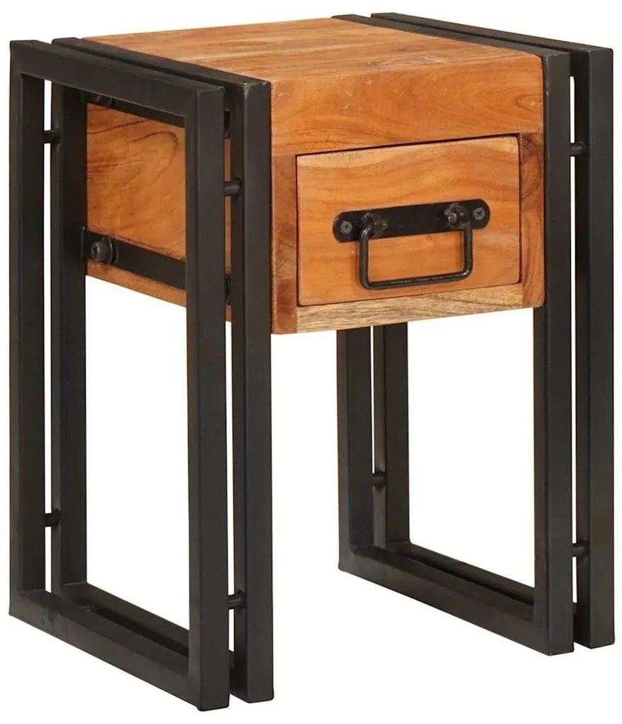 End Table Καφέ και Μαύρο 30 x 30 x 40 cm Στερεό Ξύλο Ακακίας