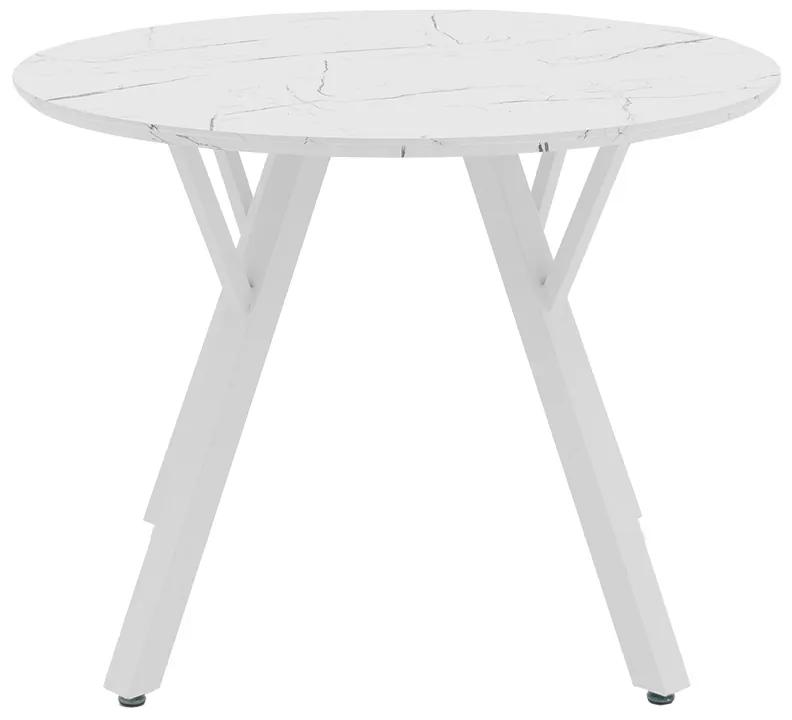 Tραπέζι Annie pakoworld MDF λευκό μαρμάρου Φ100x76εκ - Μέταλλο - 235-000007