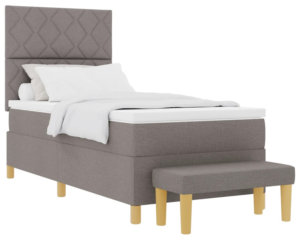 vidaXL Κρεβάτι Box Spring με Στρώμα & Πάγκο Ταμπά 90x200 cm Ύφασμα