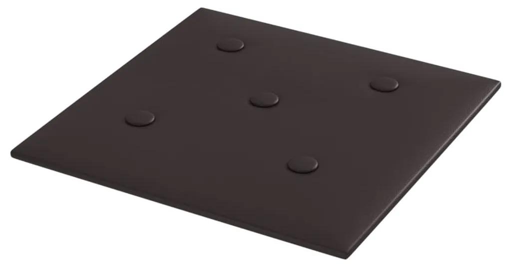 Πάνελ Τοίχου 12 τεμ. Μαύρα 30 x 30 εκ. 1,08 μ² Συνθετικό Δέρμα - Μαύρο