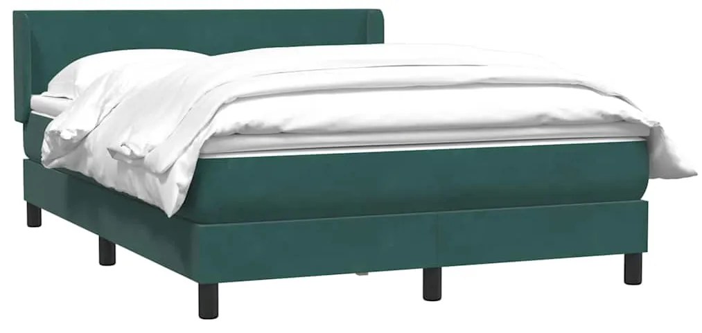 vidaXL Κρεβάτι Boxspring με Στρώμα Σκούρο Πράσινο 140x210εκ. Βελούδινο