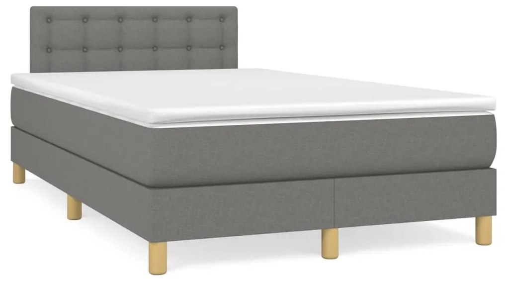 vidaXL Κρεβάτι Boxspring με Στρώμα Σκούρο Γκρι 120x200 εκ. Υφασμάτινο