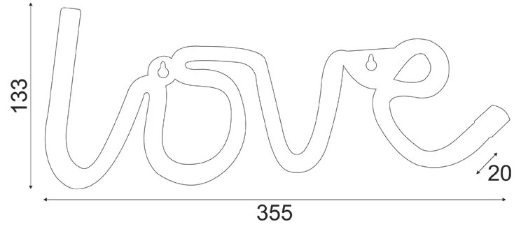 LOVE, 118 NEON LED ΛΑΜΠΑΚΙΑ ΜΕ ΜΠΑΤΑΡΙΑ (3xAA)/USB, ΡΟΖ, IP20, 35.5x2x13cm - X041187322 - X041187322