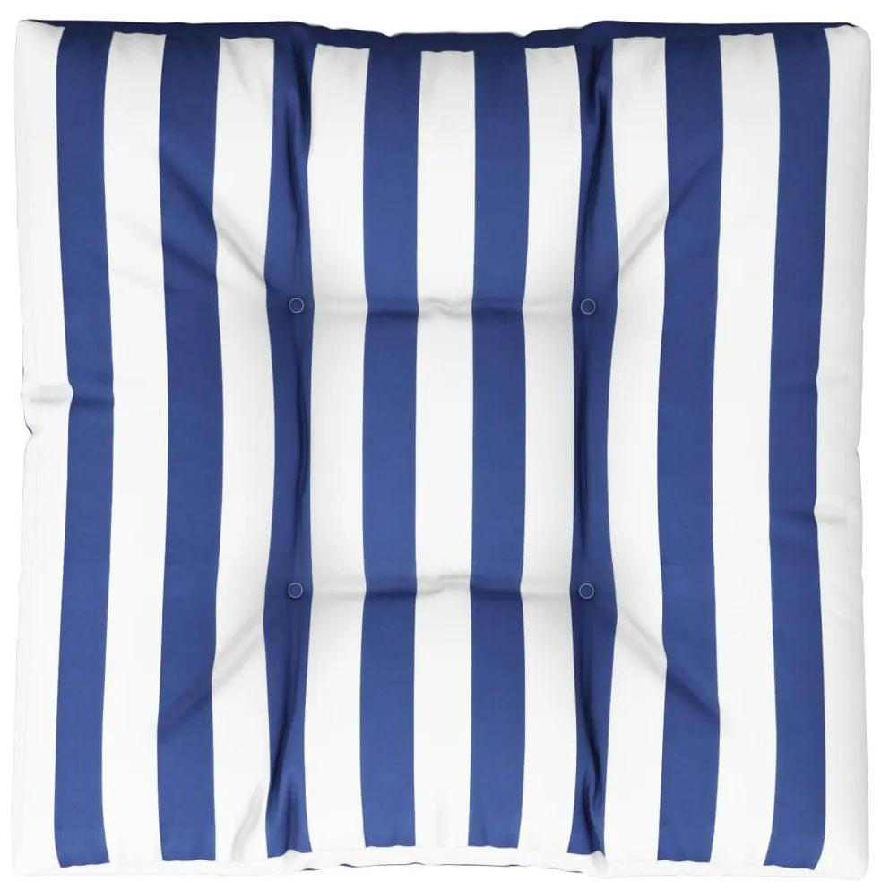vidaXL Μαξιλάρι Παλέτας Μπλε & Λευκό Ριγέ 70 x 70 x 12 εκ. Υφασμάτινο