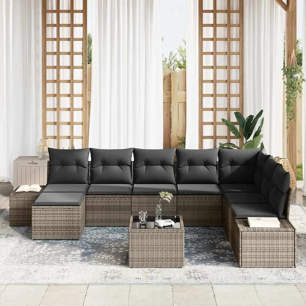 vidaXL Σετ Καναπέ Κήπου 9 pcs 319 x 209 x 85 εκ. Πολυ ράταν