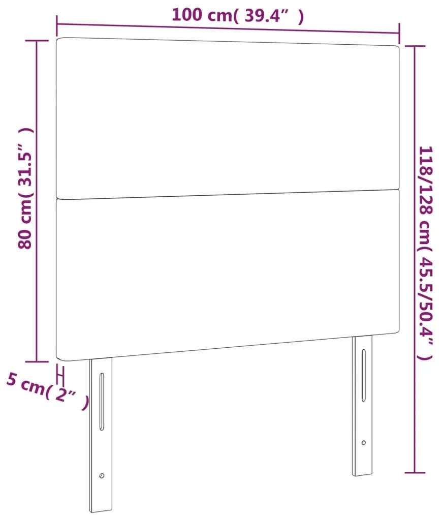 vidaXL Κεφαλάρι Κρεβατιού LED Κρεμ 100x5x118/128 εκ. Υφασμάτινο