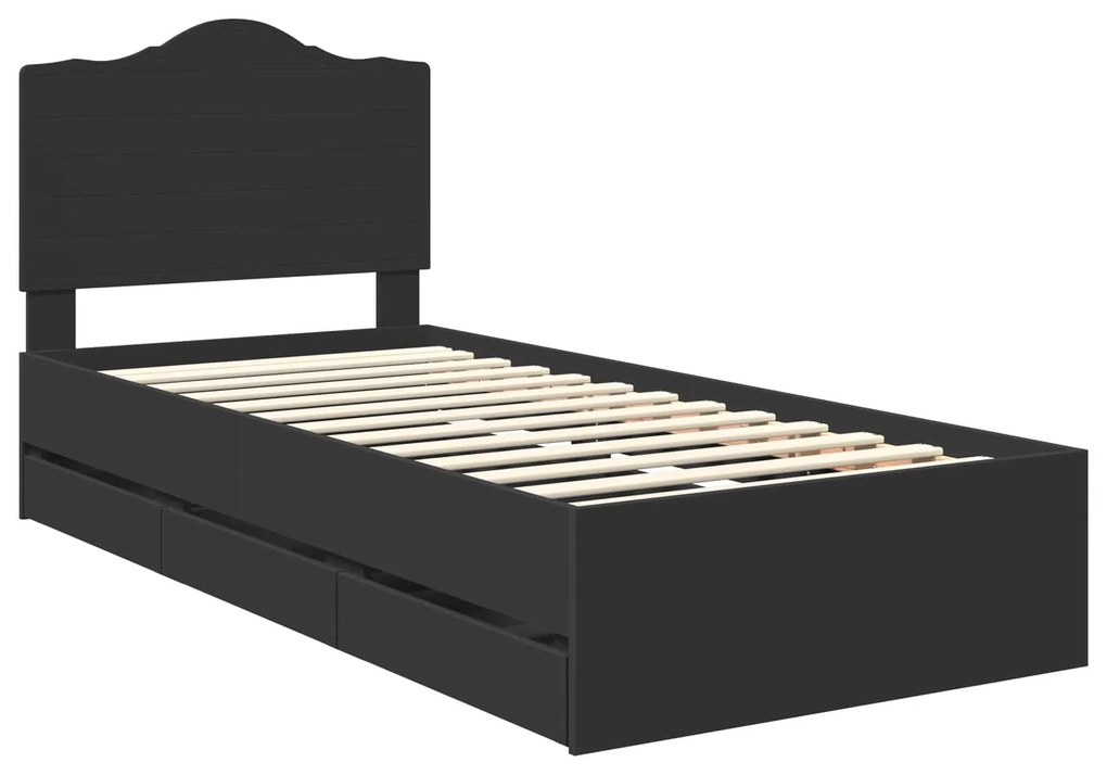 vidaXL Σκελετός Κρεβατιού Μαύρο 90 x 200 cm Μηχανήματος Ξύλο