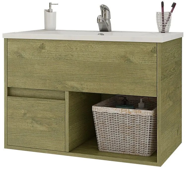 Πάγκος κρεμαστός Drop Sorrento 85-Φυσικό