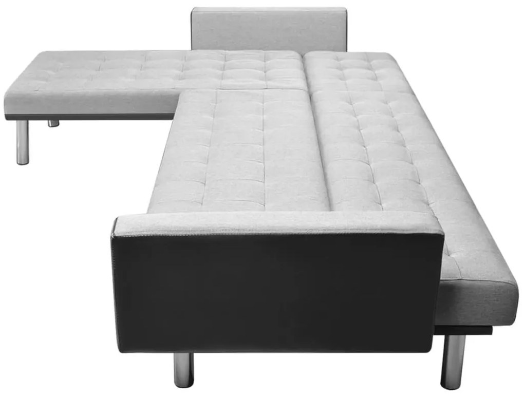 vidaXL Καναπές-Κρεβάτι Γωνιακός Μαύρος/Γκρι 218x155x69 εκ. Υφασμάτινος