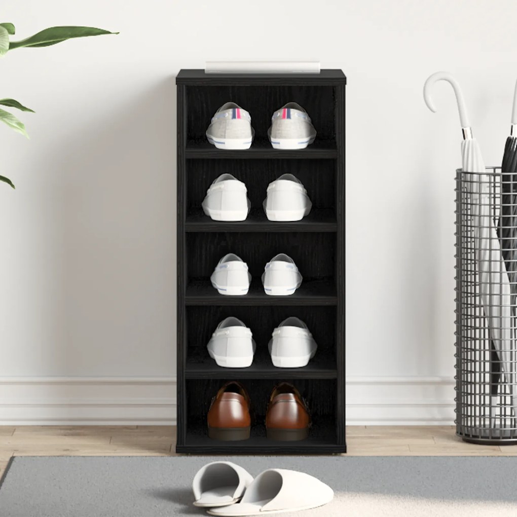 vidaXL Ντουλάπα Παπουτσιών Μαύρη Δρυς 32x35x70 εκ Επεξεργασμένο Ξύλο