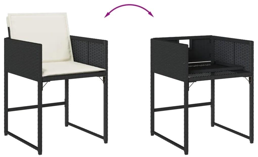 vidaXL Σετ Τραπεζαρίας Κήπου 11 τεμ Μαύρο από Συνθ. Ρατάν με Μαξιλάρια