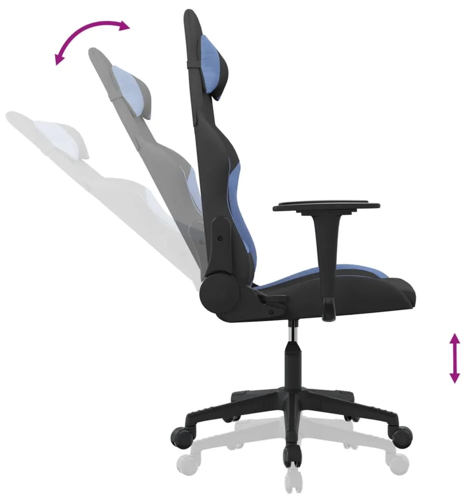 vidaXL Καρέκλα Gaming Μαύρη και Μπλε Υφασμάτινη