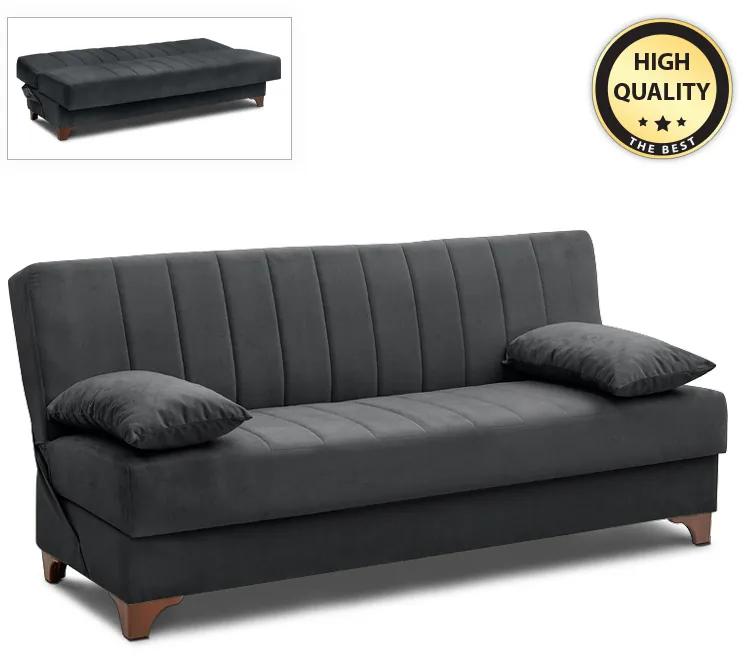 Καναπές - κρεβάτι Victor Megapap τριθέσιος βελούδινος με αποθηκευτικό χώρο σε χρώμα μαύρο 190x84x90εκ. - Βελούδο - GP014-0001,6