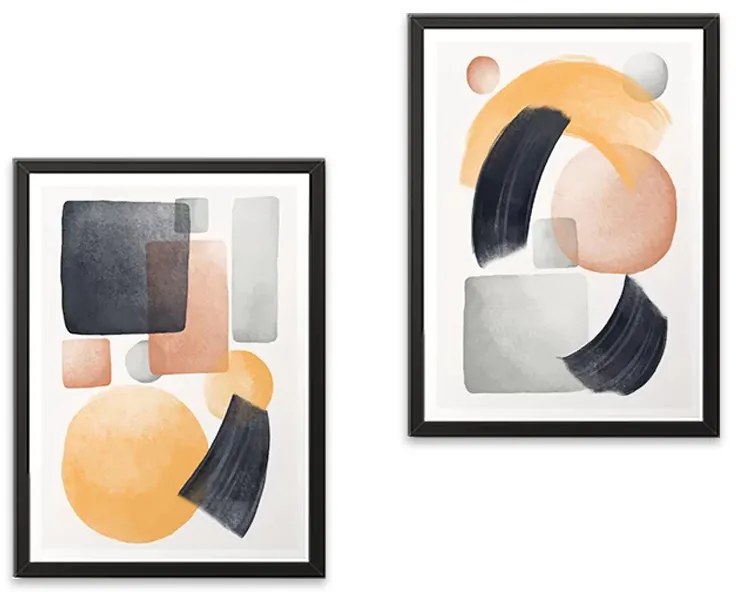 Πίνακας "Shapes" Megapap 2 τμχ. σε πλαίσιο 35x45x2εκ.-GP033-0002