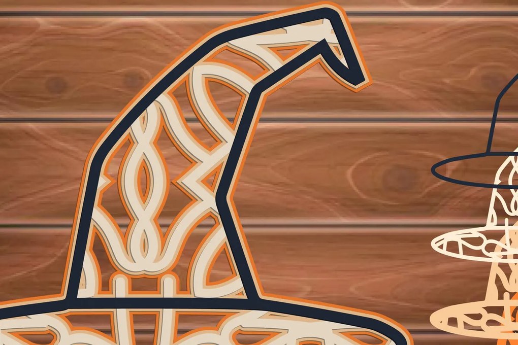 Σετ των 2 Intra απο ξύλο plywood 3mm-4mm πάχος 3D πολλαπλών επιπέδων Halloween Hat Δίασταση 15x15 cm INTRAFABR-15096383