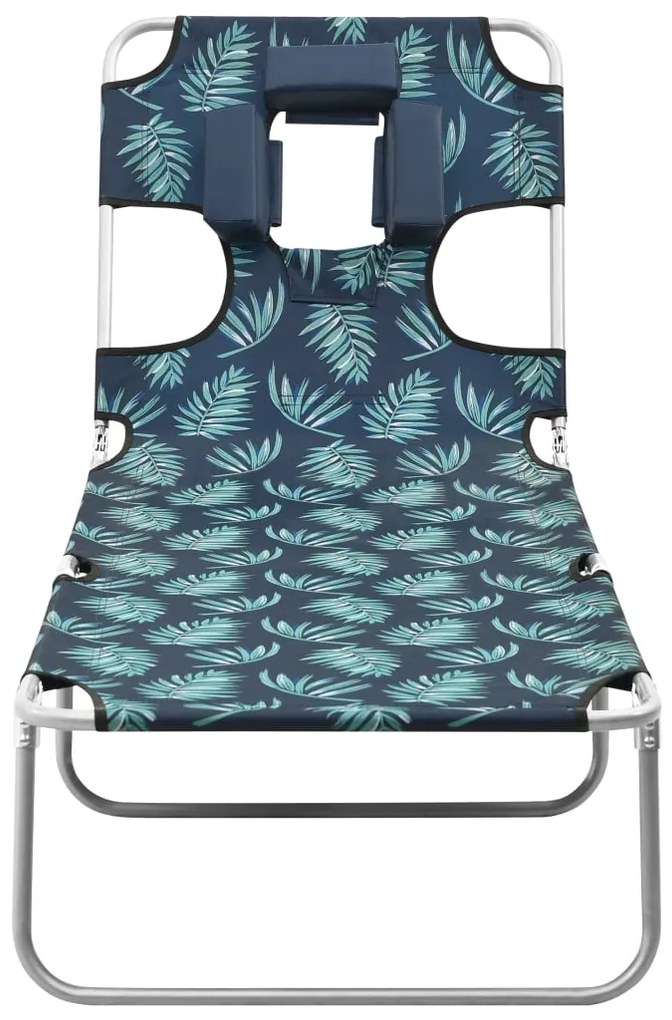 vidaXL Ξαπλώστρα Πτυσσόμενη Σχέδιο Φύλλων Ατσάλινη με Μαξιλάρι