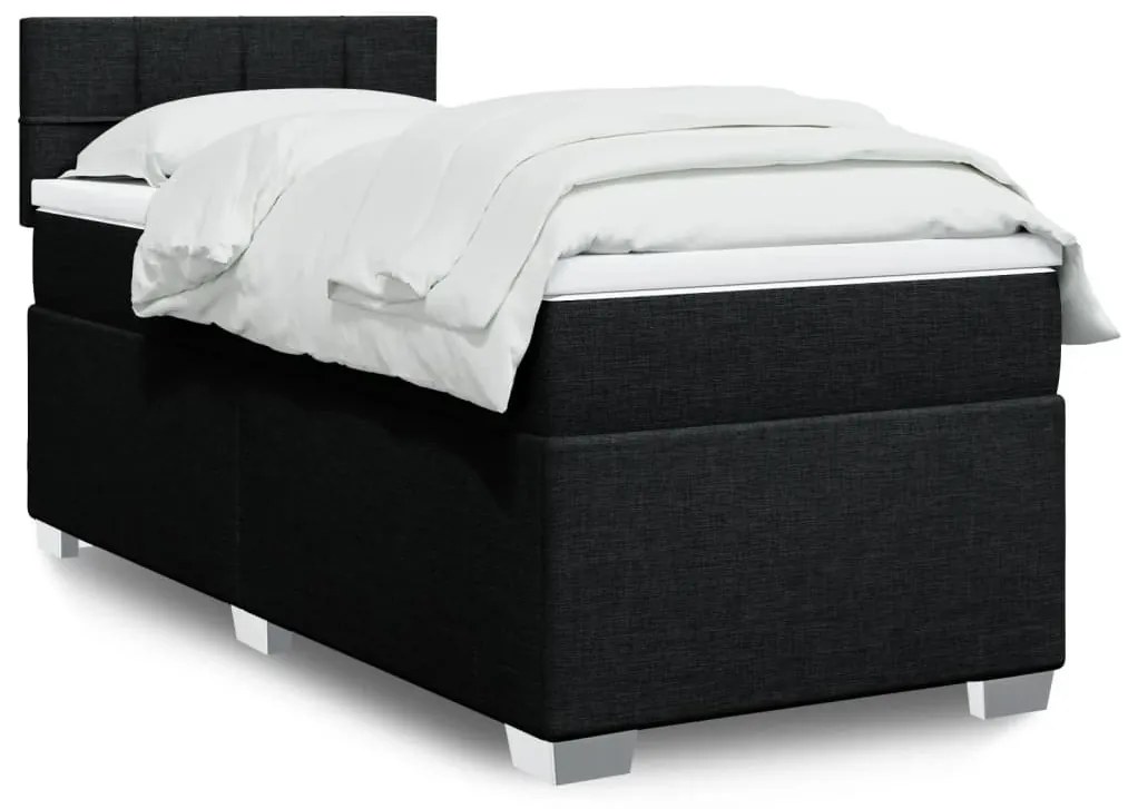 vidaXL Κρεβάτι Boxspring με Στρώμα Μαύρο 90x200 εκ. Υφασμάτινο