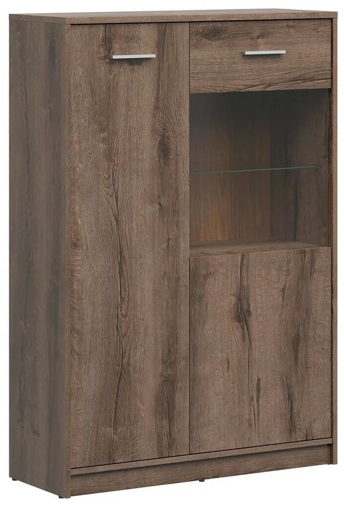 Βιτρίνα Boston K189, Monastery δρυς, Με πόρτες, 132x90x34cm