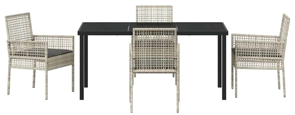 vidaXL Σέτ φαγητού για κήπο 5 pcs Ανοιχτό γκρι συνθετικό ρατάν