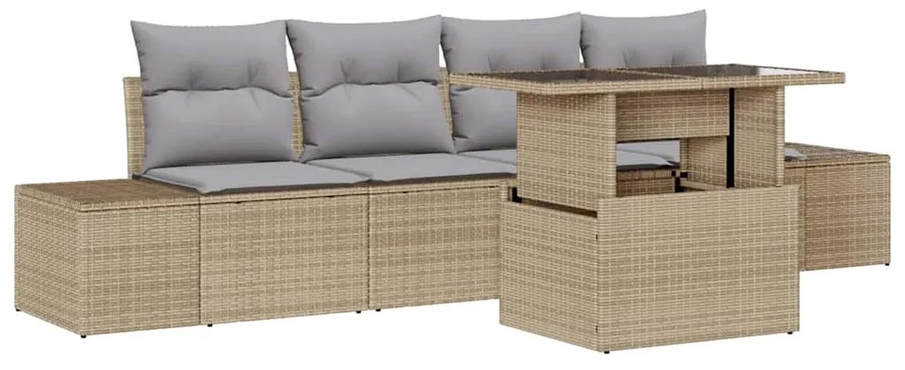 vidaXL Σετ Καναπέ Κήπου 5 pcs Μπεζ, Ανοιχτό Γκρι 100 x 55 x 73 εκ