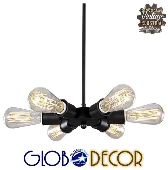 GloboStar® CONFOR 01036 Μοντέρνο Industrial Φωτιστικό Οροφης Πολύφωτο Μαύρο Μεταλλικό Φ24 x Y8cm