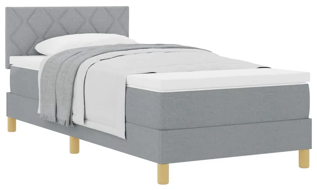 vidaXL Κρεβάτι box spring με στρώμα Ανοιχτό γκρι 100 x 200 cm ύφασμα