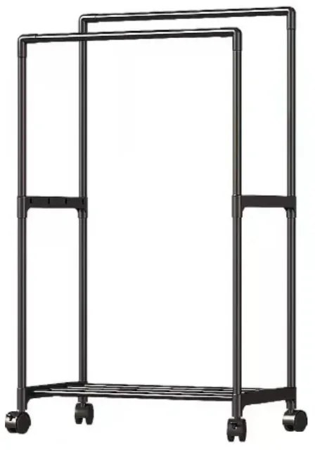 Τροχήλατη κρεμάστρα δαπέδου με ράφι παπουτσιών - YX9108-1 - 522770 - Black