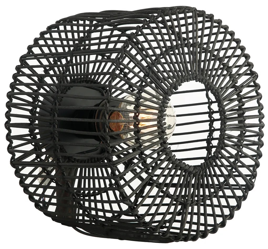 Απλίκα Τοίχου Zambelis 20240 Black Rattan
