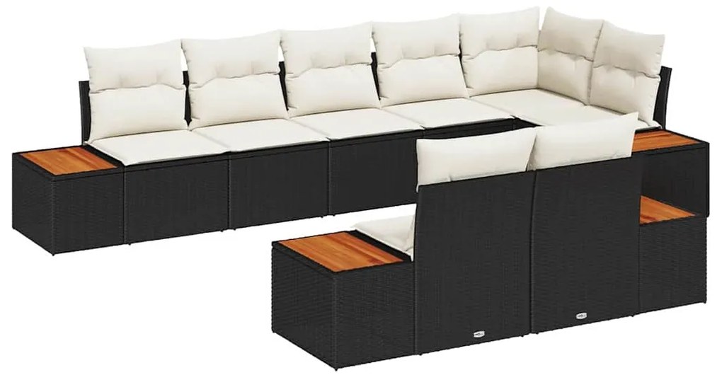vidaXL Σετ Καναπέ Κήπου με μαξιλάρι 8 pcs Μαύρο Πολυ ράταν
