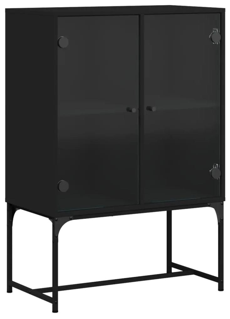 vidaXL Βοηθητικό Ντουλάπι Μαύρο 69x37x100 εκ. με Γυάλινες Πόρτες